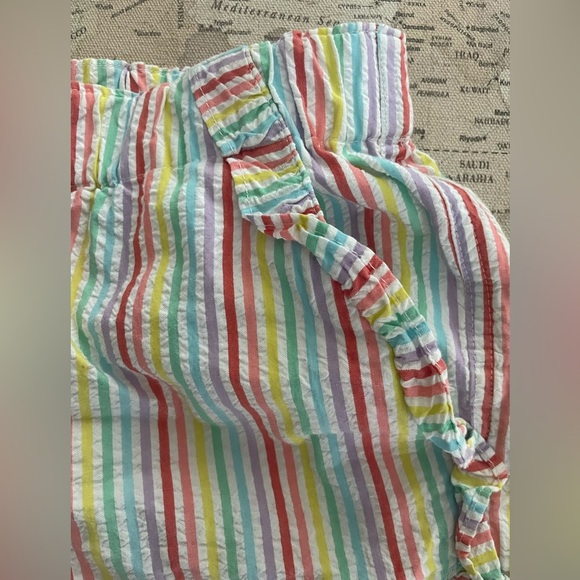 Crewcuts by JCrew Rainbow Seersucker Striped Shorts w/Ruffles Size 12 - Picture 2 of 4